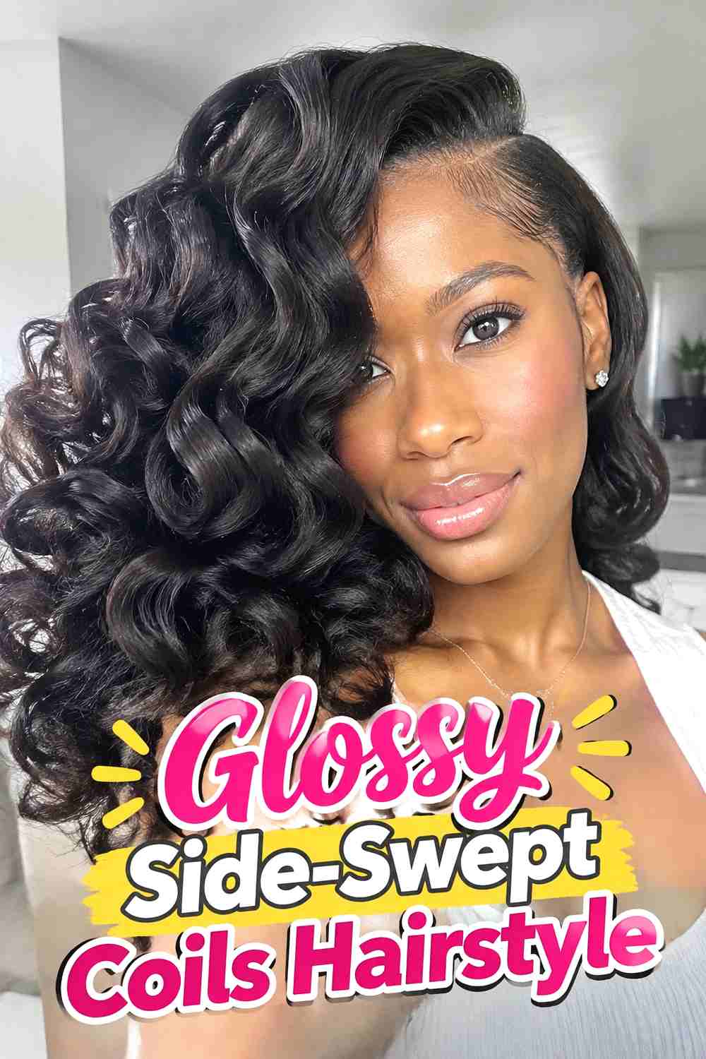 11. Glossy Side Swept Coils Hairstyle
