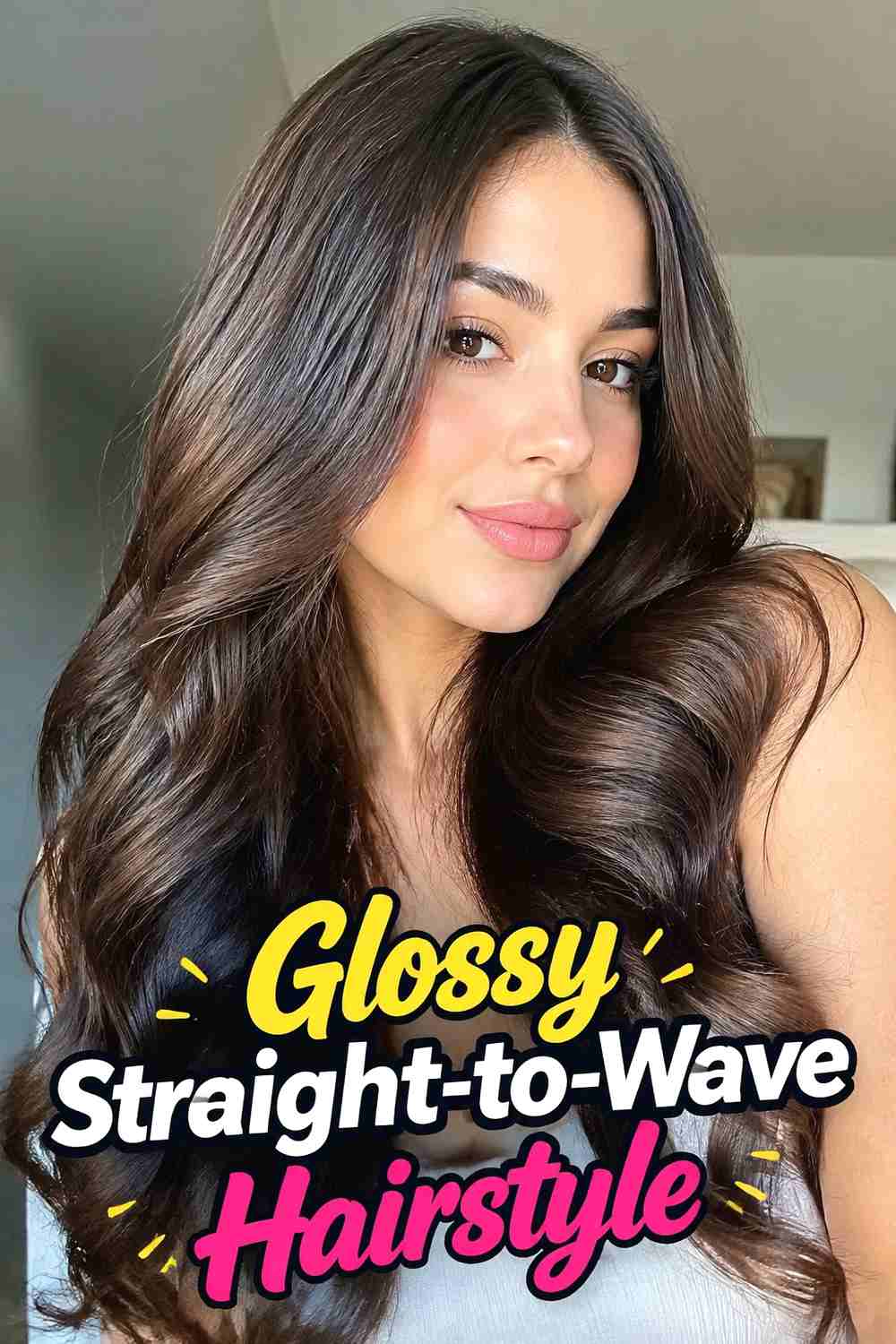 6. Glossy Straight To Wave Hairstyle