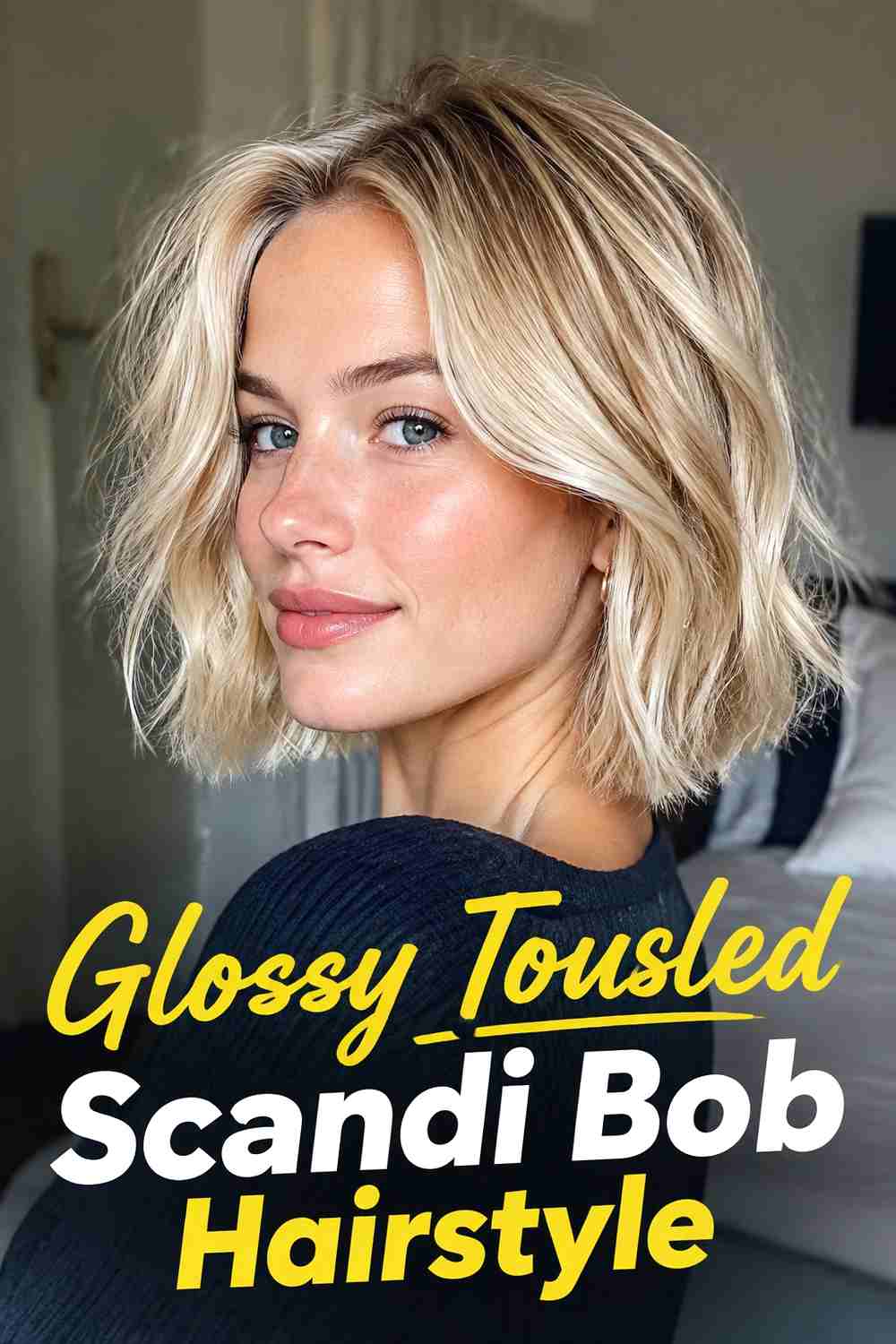 16. Glossy Tousled Scandi Bob Hairstyle