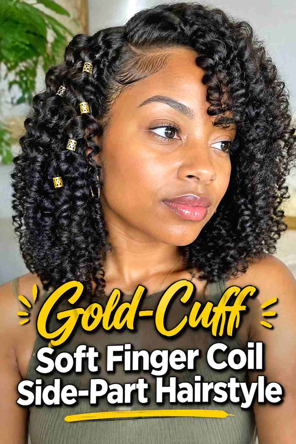 14. Gold Cuff Soft Finger Coil Side Part Hairstyle