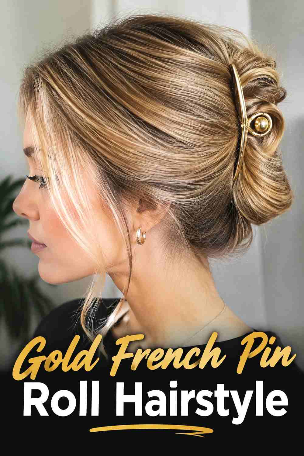 9. Gold French Pin Roll Hairstyle