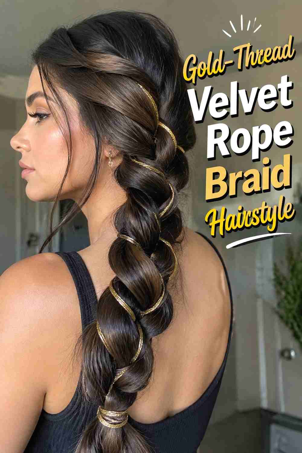 9. Gold Thread Velvet Rope Braid Hairstyle