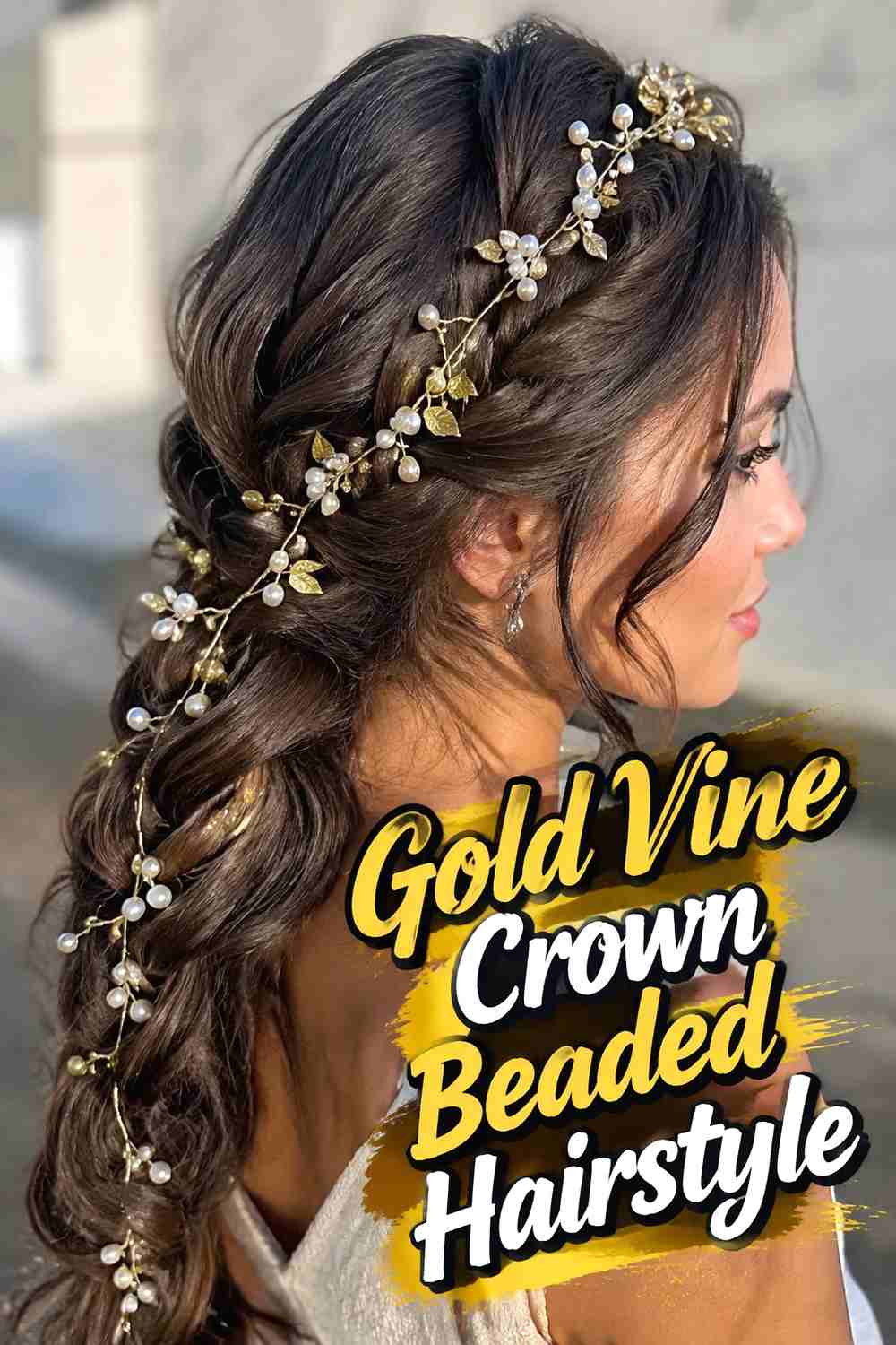 3. Gold Vine Crown Beaded Hairstyle
