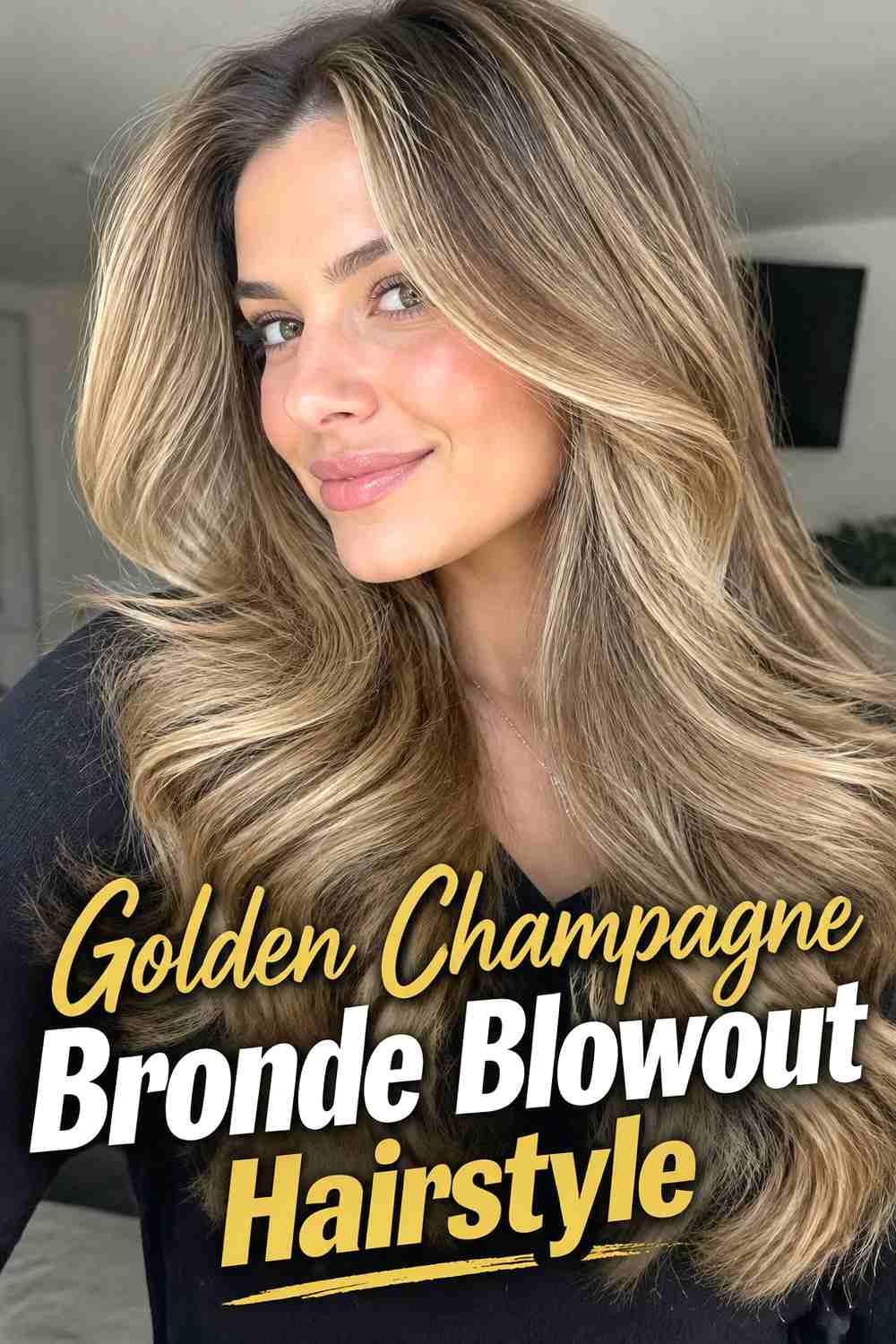 7. Golden Champagne Bronde Blowout Hairstyle