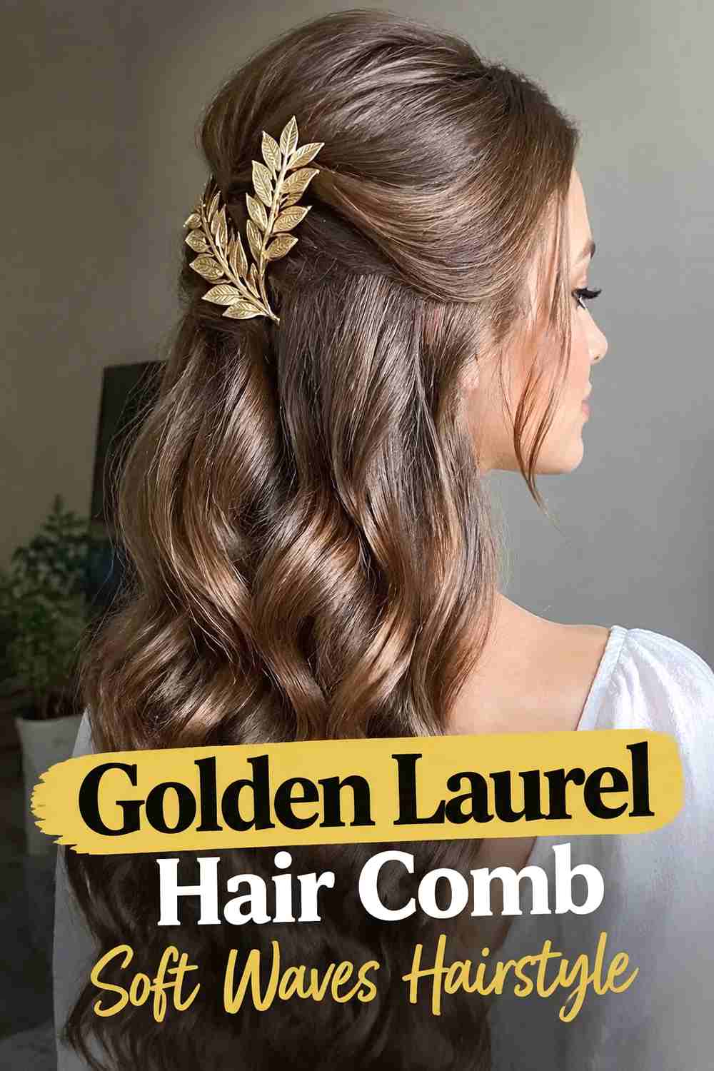 1. Golden Laurel Hair Comb Soft Waves Hairstyle