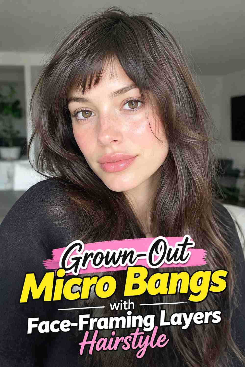 5. Grown Out Micro Bangs With Face Framing Layers Hairstyle