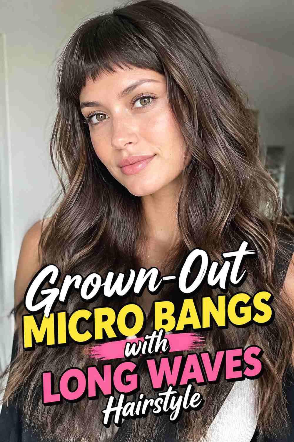 10. Grown Out Micro Bangs With Long Waves Hairstyle