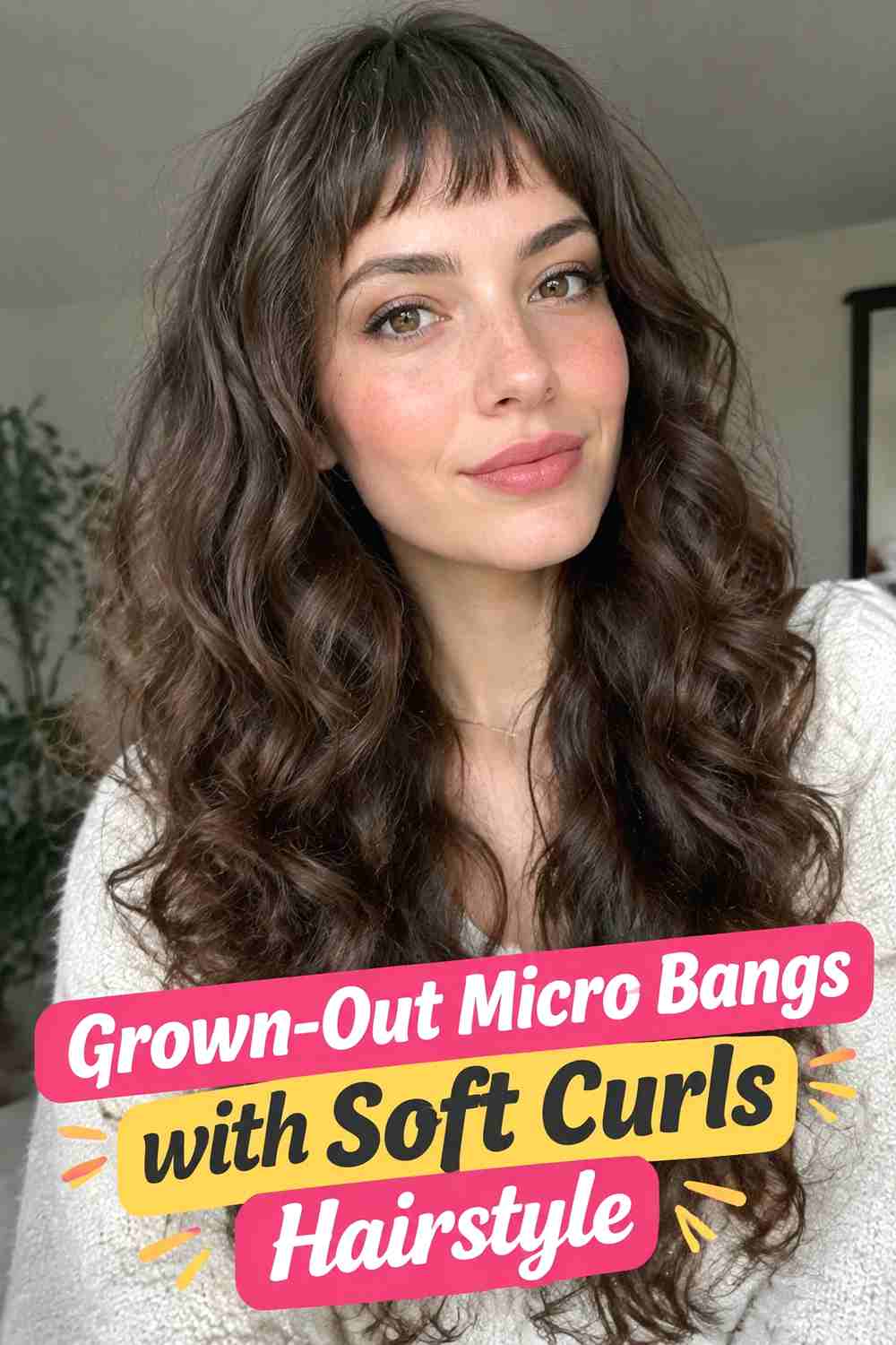 14. Grown Out Micro Bangs With Soft Curls Hairstyle