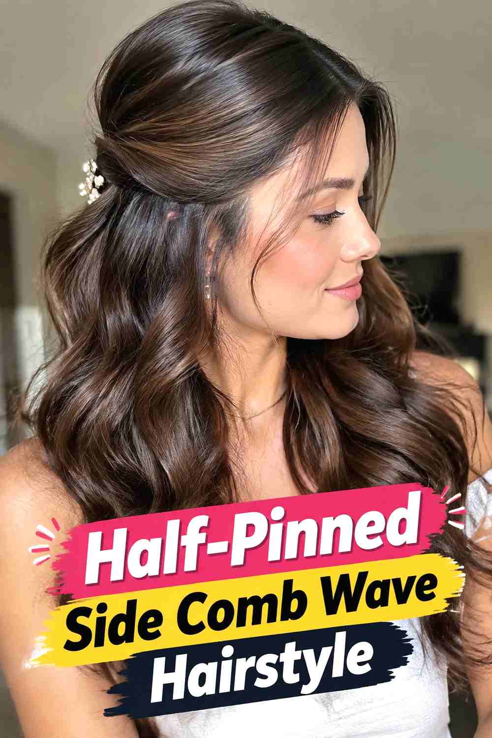 8. Half Pinned Side Comb Wave Hairstyle