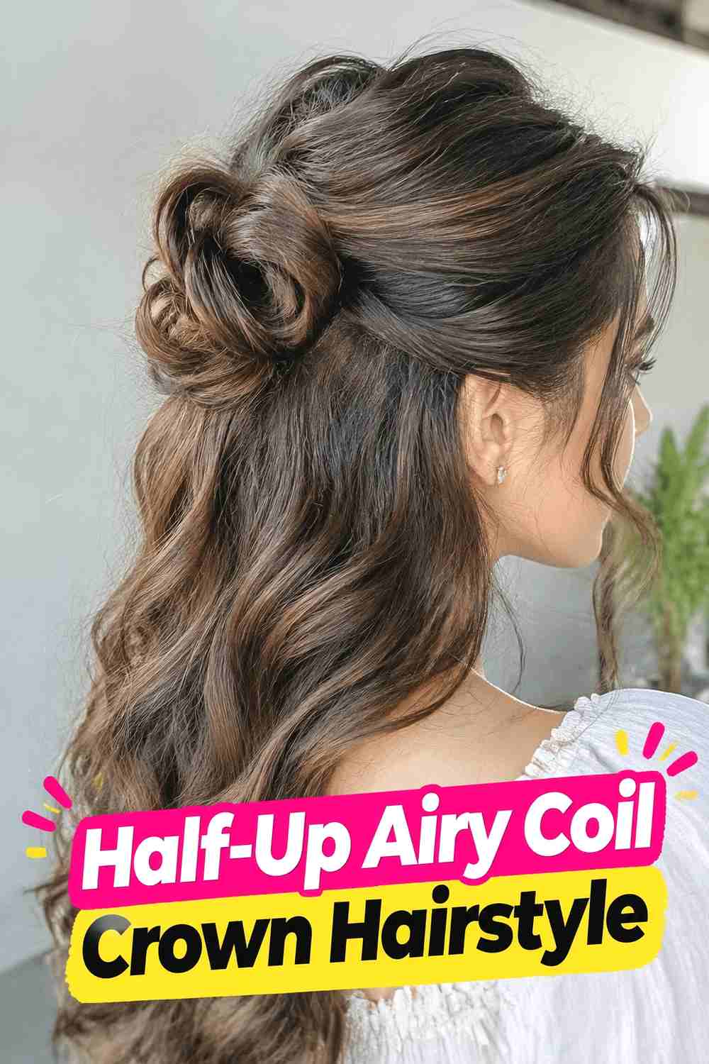 5. Half Up Airy Coil Crown Hairstyle