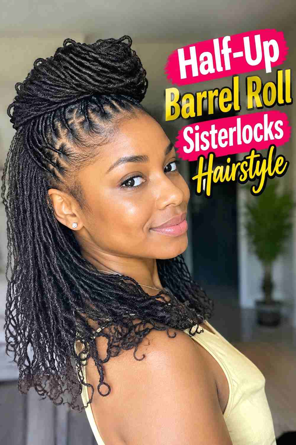 7. Half Up Barrel Roll Sisterlocks Hairstyle