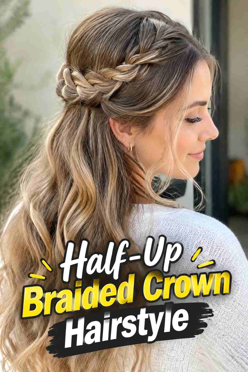 8. Half Up Braided Crown Hairstyle