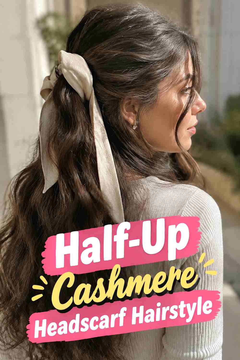 6. Half Up Cashmere Headscarf Hairstyle