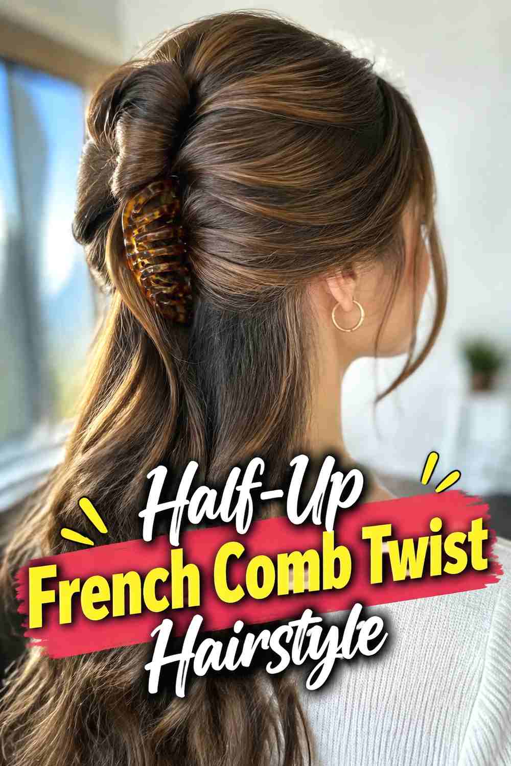 4. Half Up French Comb Twist Hairstyle