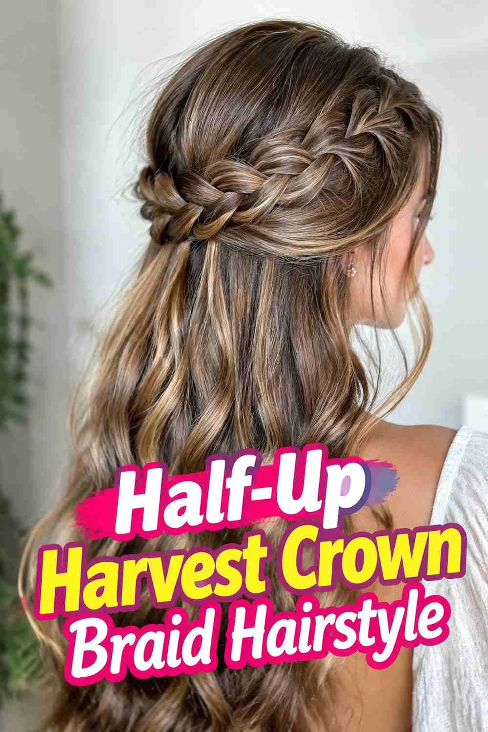 8. Half Up Harvest Crown Braid Hairstyle