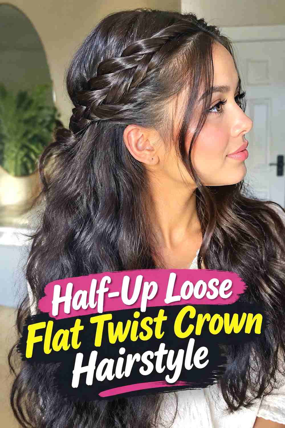 5. Half Up Loose Flat Twist Crown Hairstyle