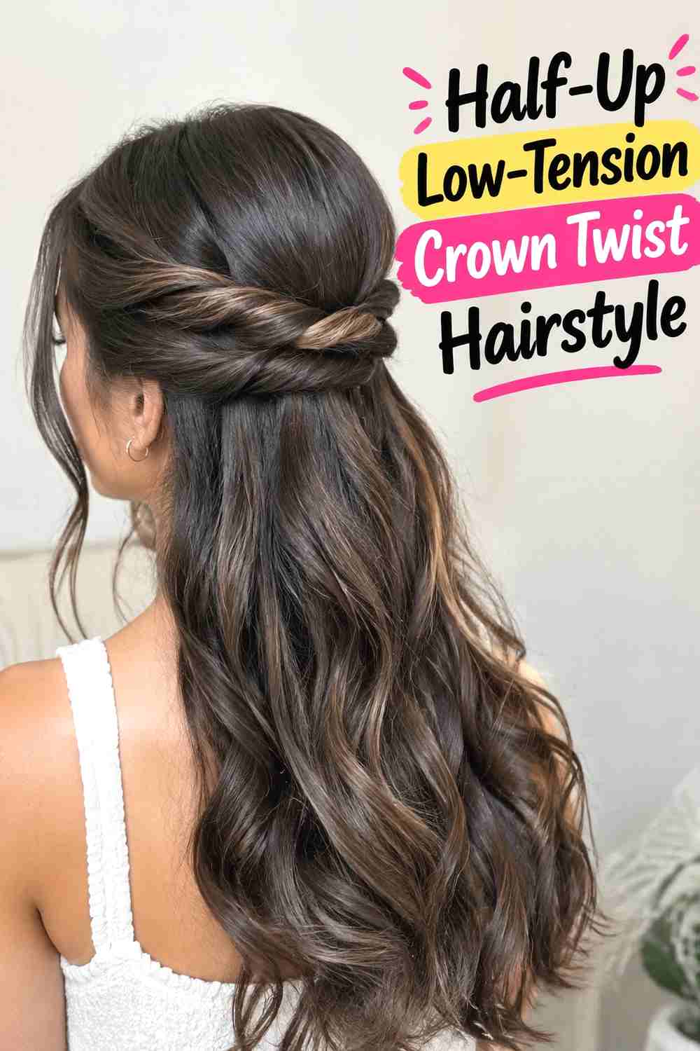 5. Half Up Low Tension Crown Twist Hairstyle