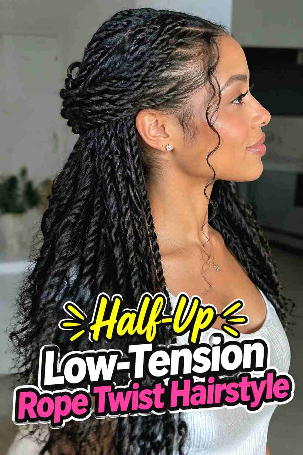 5. Half Up Low Tension Rope Twist Hairstyle