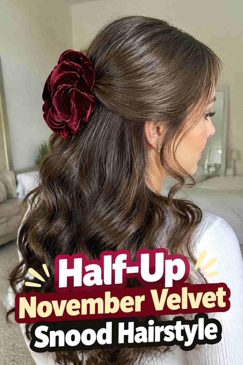 8. Half Up November Velvet Snood Hairstyle