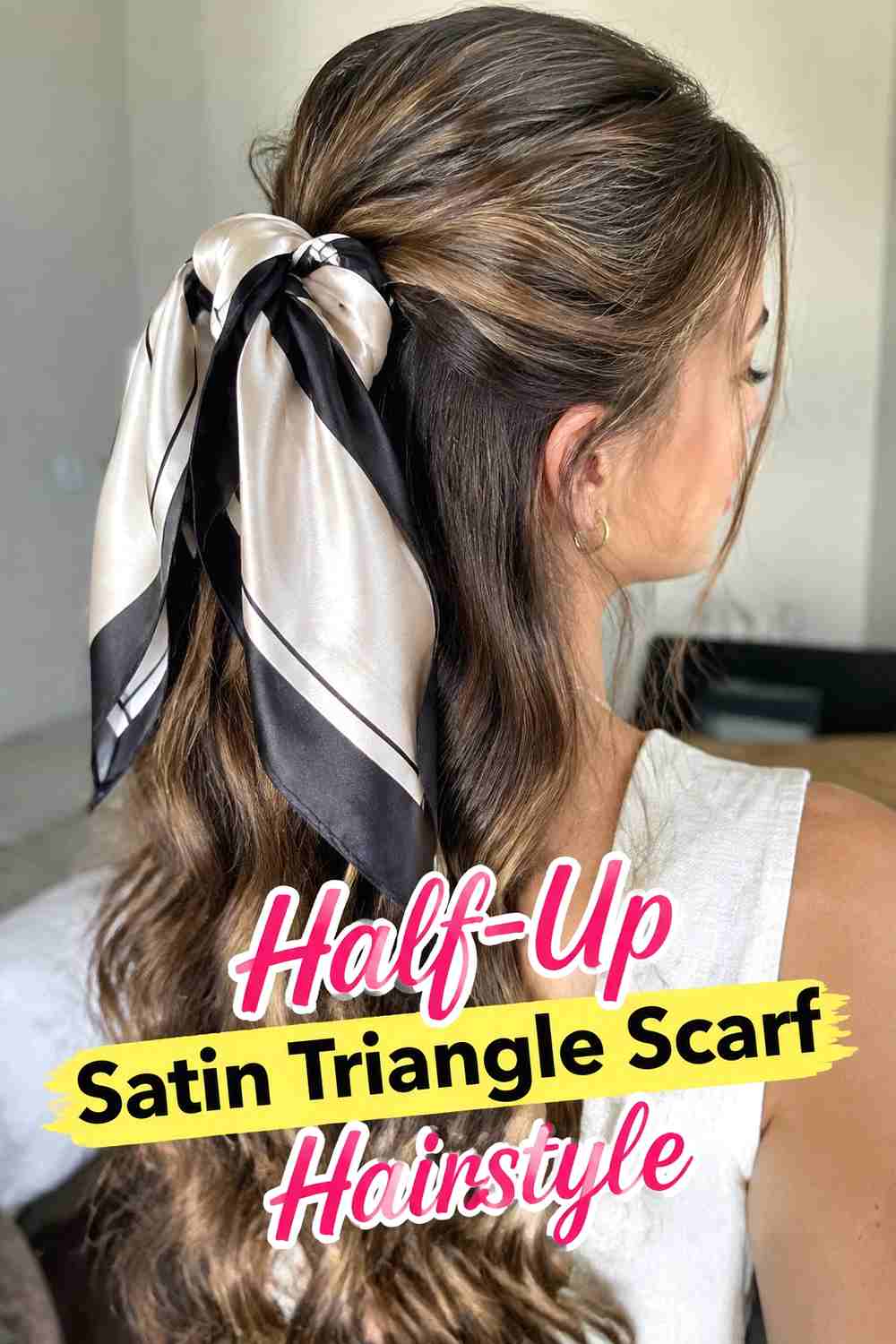 5. Half Up Satin Triangle Scarf Hairstyle