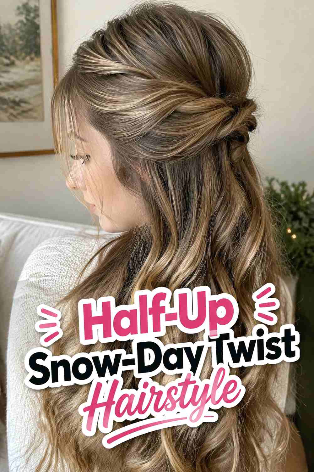 8. Half Up Snow Day Twist Hairstyle