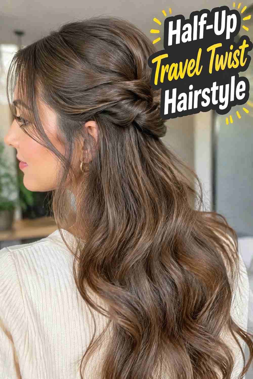 7. Half Up Travel Twist Hairstyle