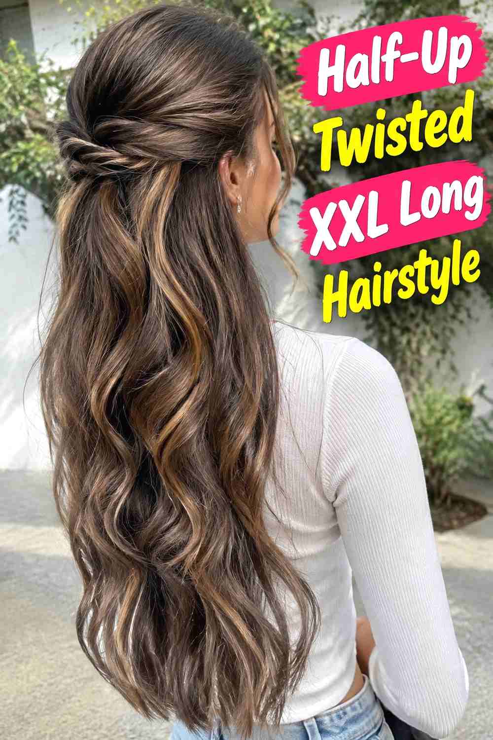 7. Half Up Twisted Xxl Long Hairstyle