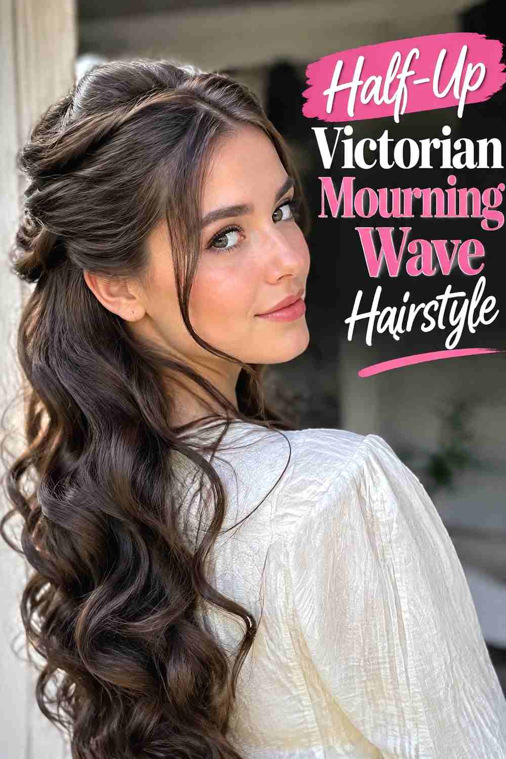 11. Half Up Victorian Mourning Wave Hairstyle