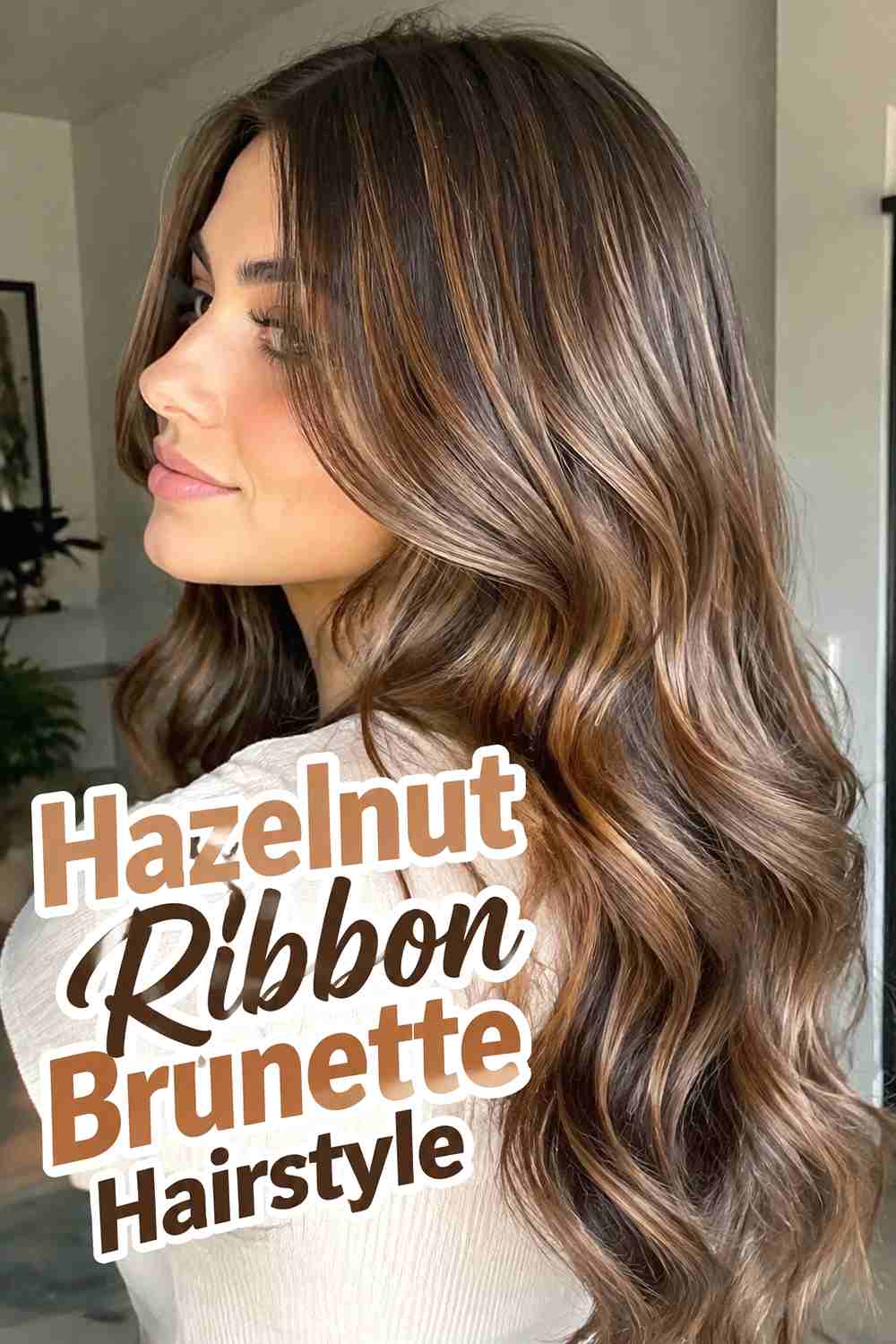 12. Hazelnut Ribbon Brunette Hairstyle