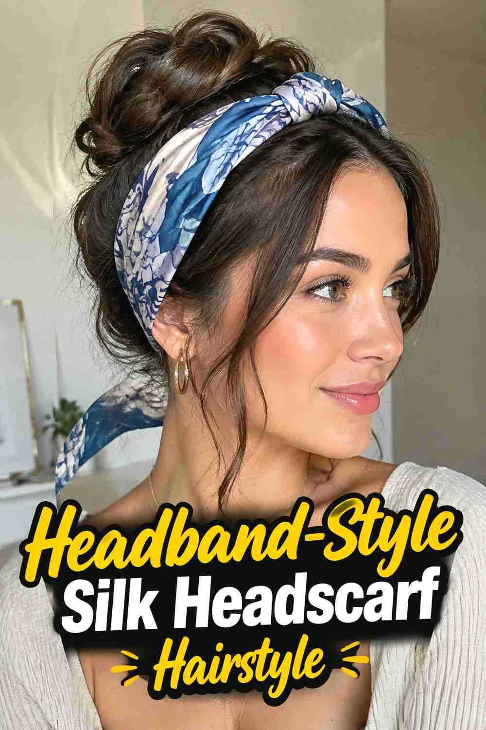 12. Headband Style Silk Headscarf Hairstyle