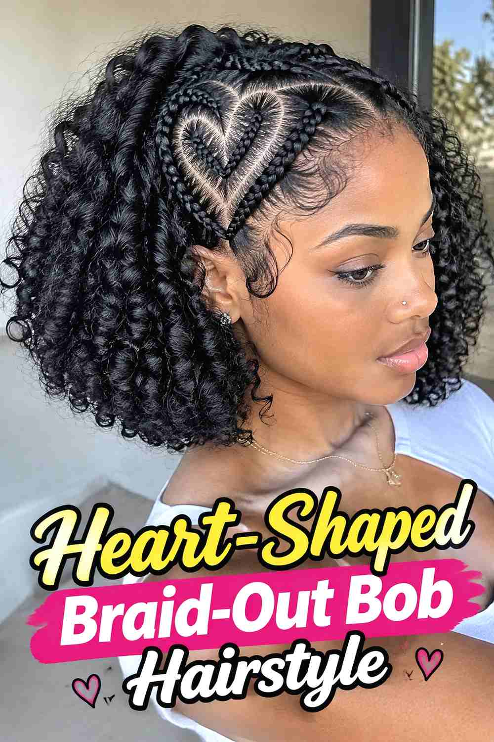 17. Heart Shaped Braid Out Bob Hairstyle