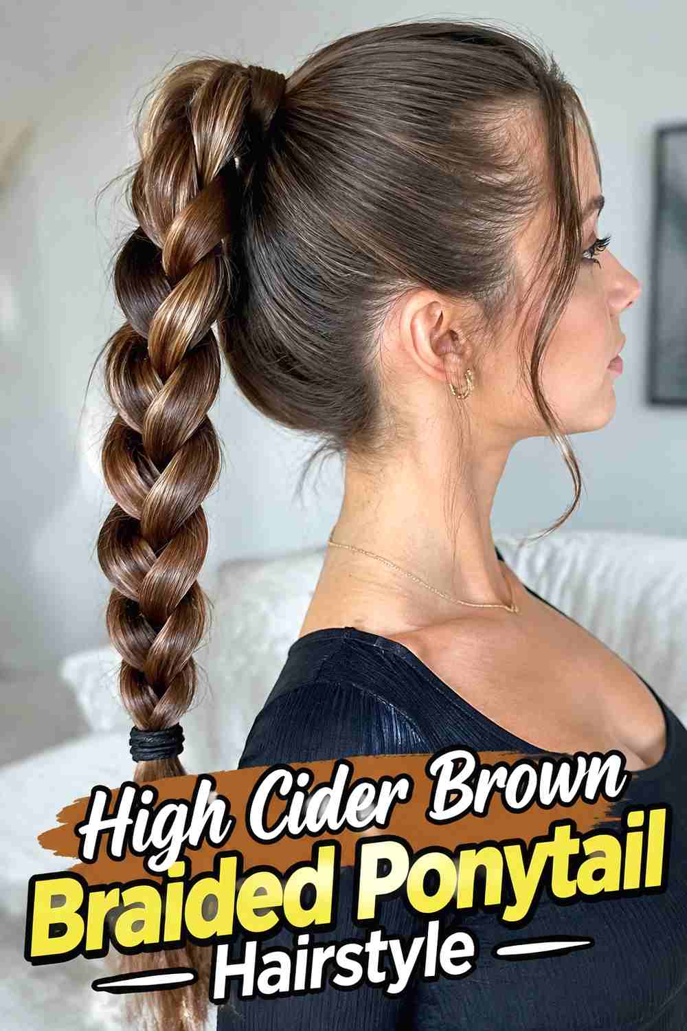 2. High Cider Brown Braided Ponytail Hairstyle