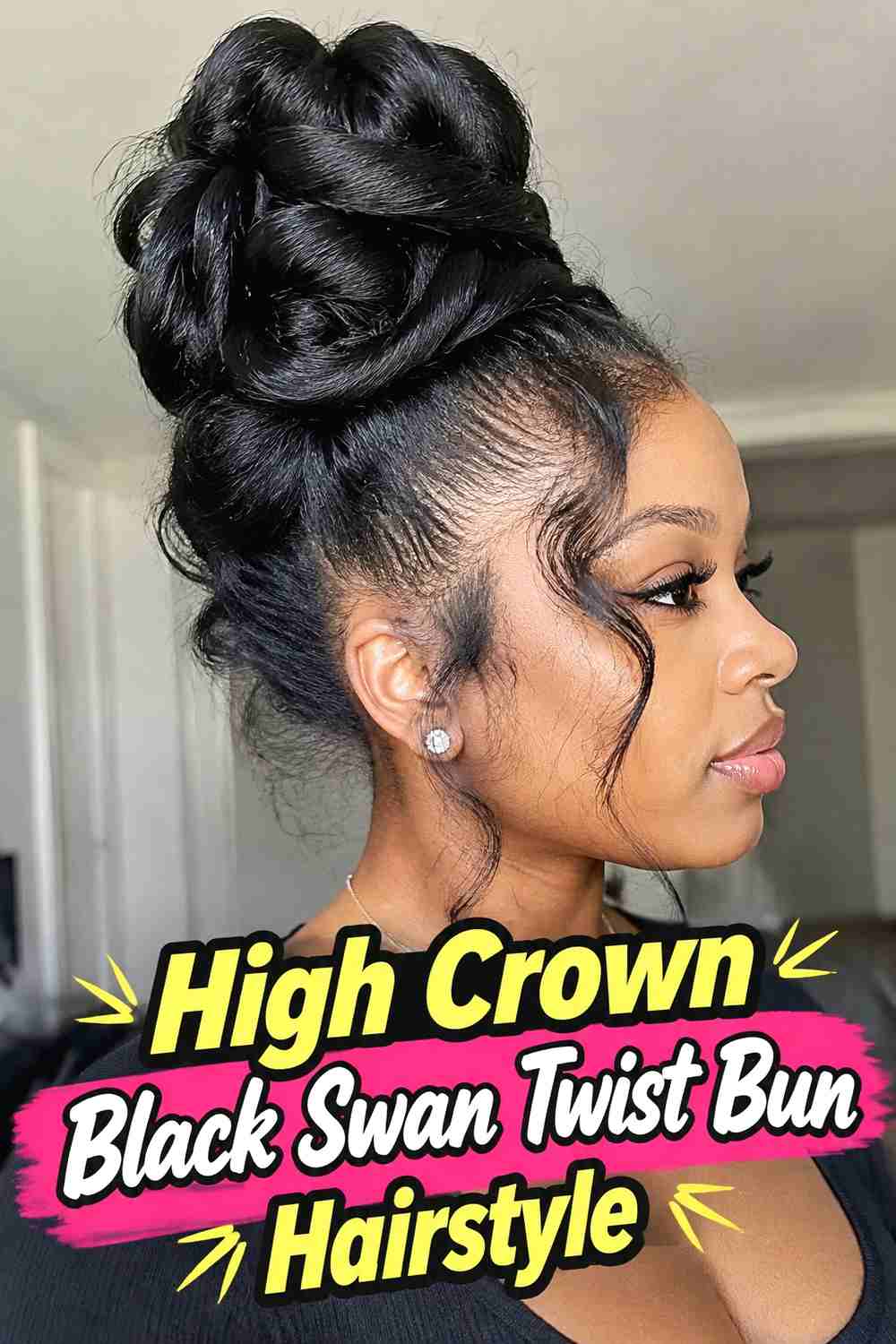 5. High Crown Black Swan Twist Bun Hairstyle