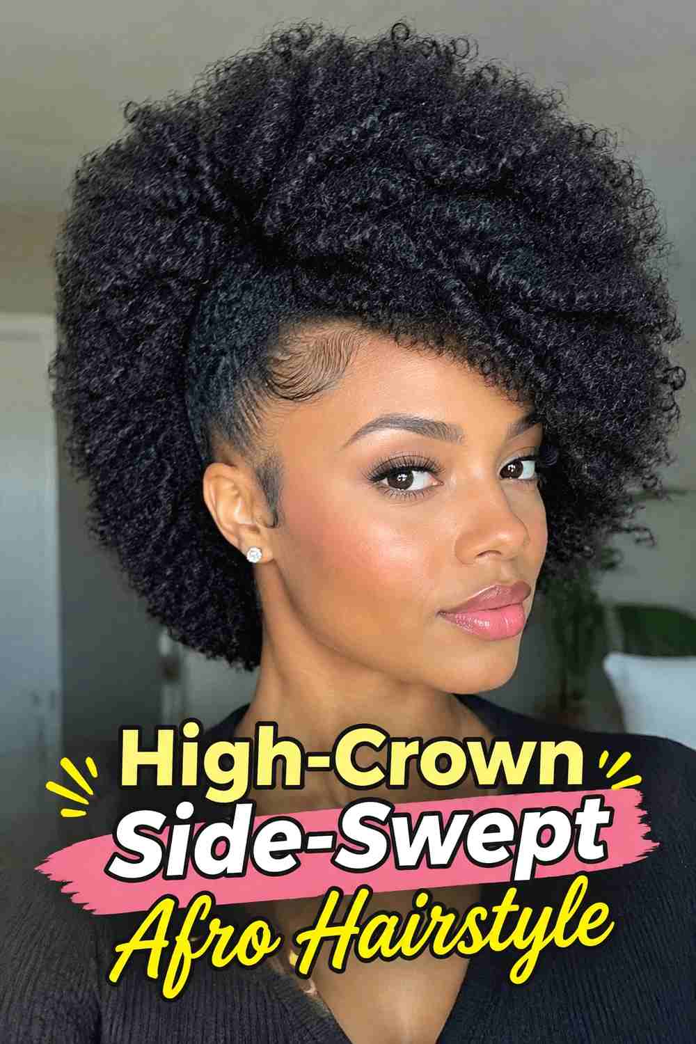 3. High Crown Side Swept Afro Hairstyle