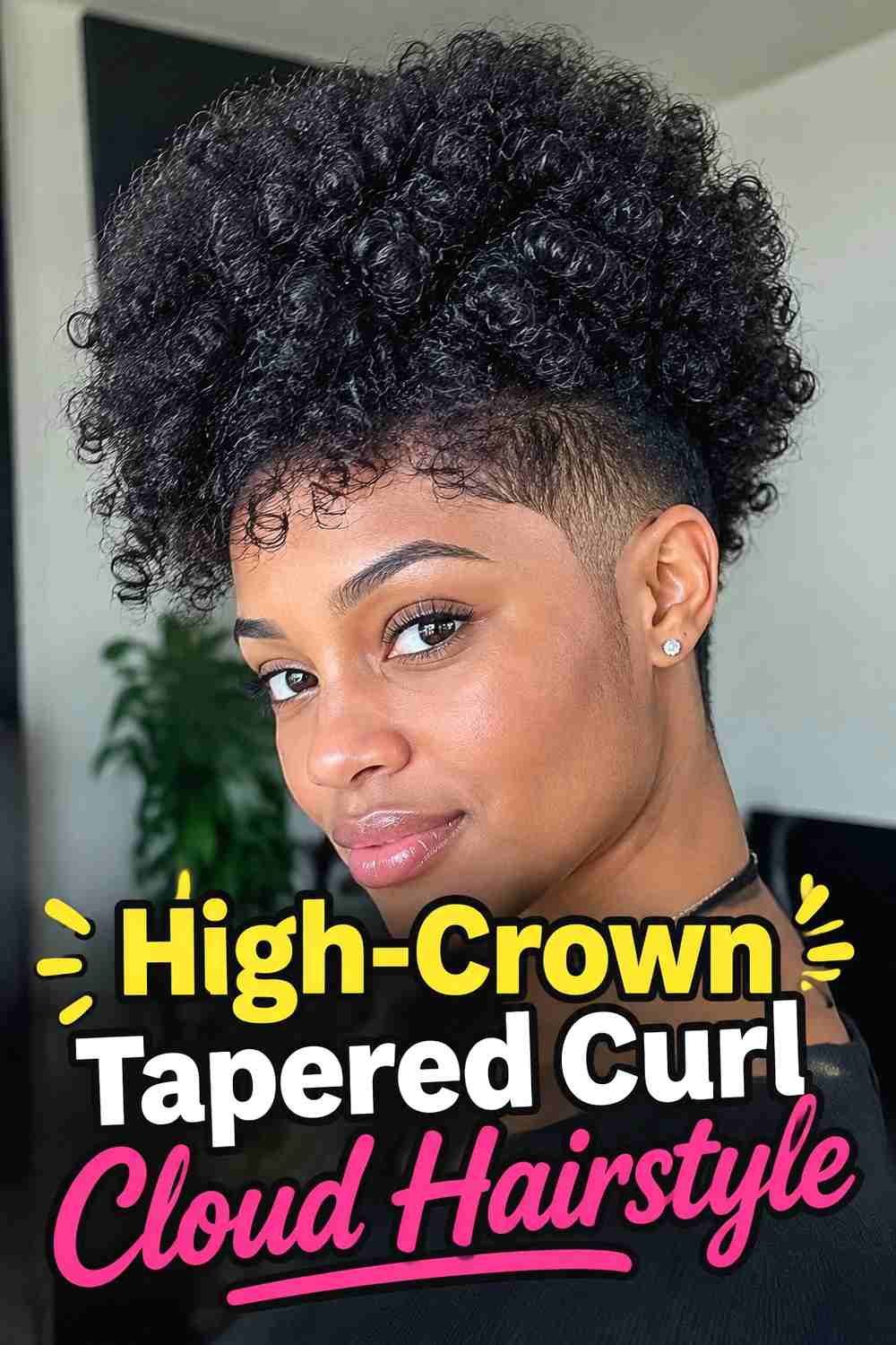2. High Crown Tapered Curl Cloud Hairstyle