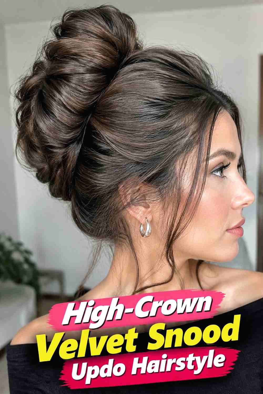 13. High Crown Velvet Snood Updo Hairstyle