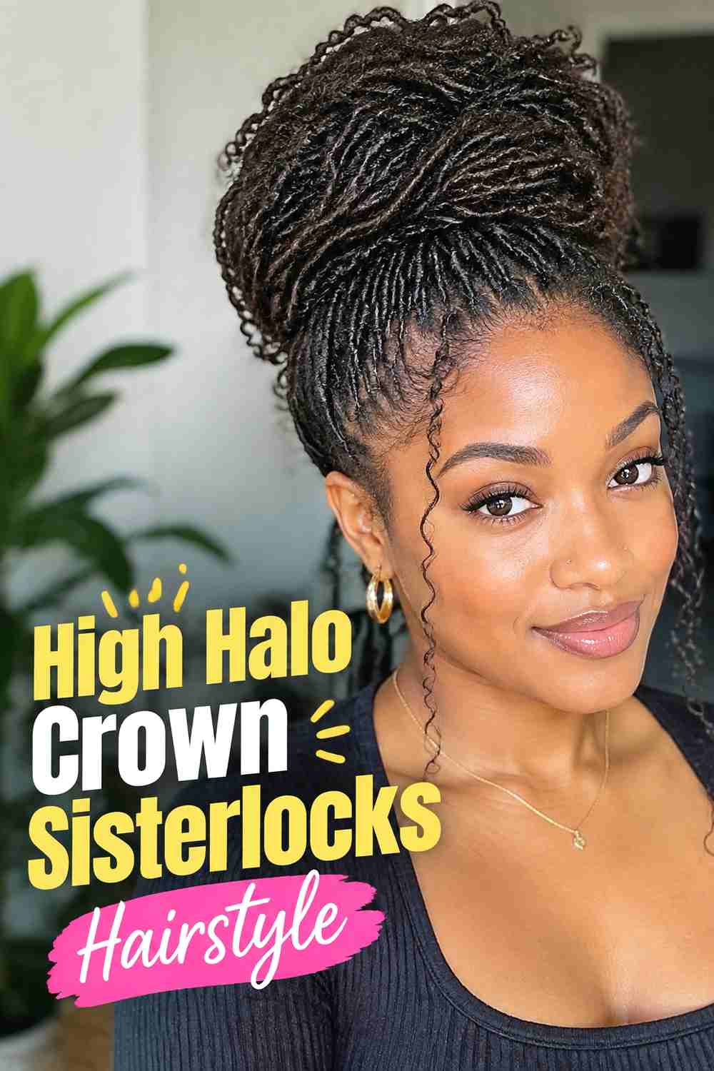 3. High Halo Crown Sisterlocks Hairstyle