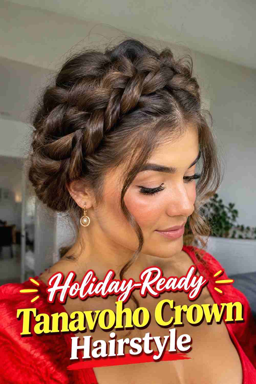 14. Holiday Ready Tanavoho Crown Hairstyle