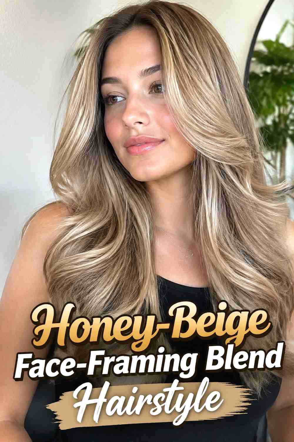 7. Honey Beige Face Framing Blend Hairstyle