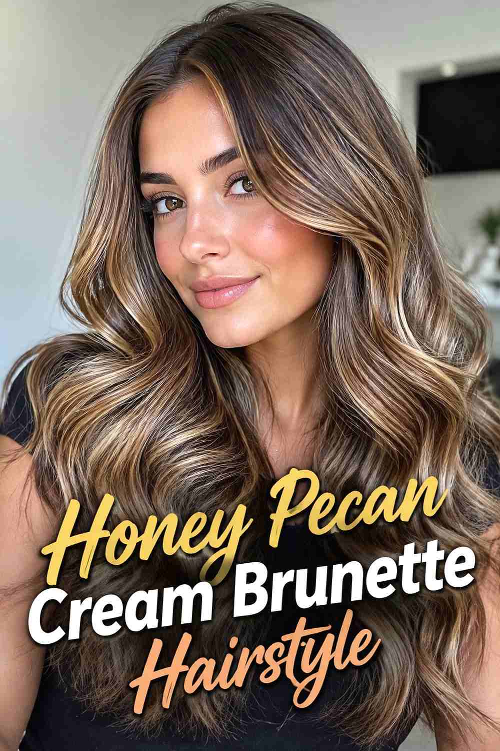 9. Honey Pecan Cream Brunette Hairstyle