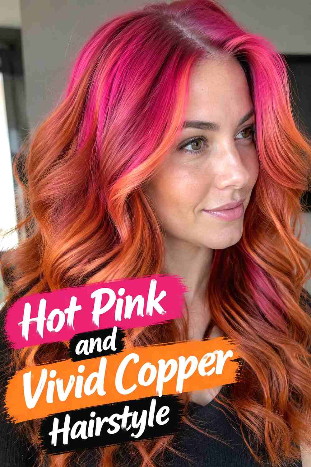 6. Hot Pink And Vivid Copper Hairstyle