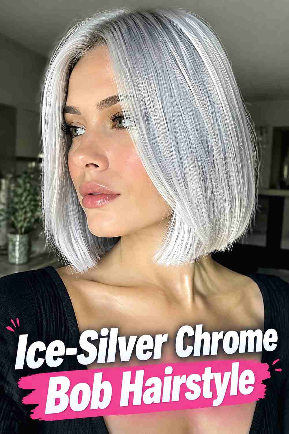 14. Ice Silver Chrome Bob Hairstyle