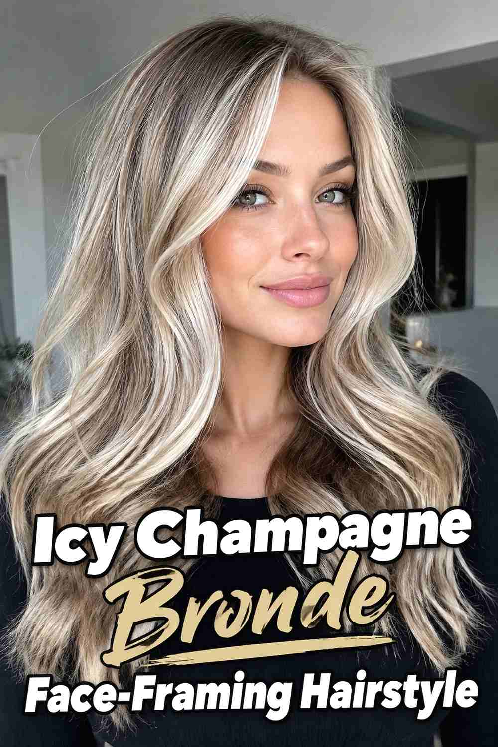8. Icy Champagne Bronde Face Framing Hairstyle