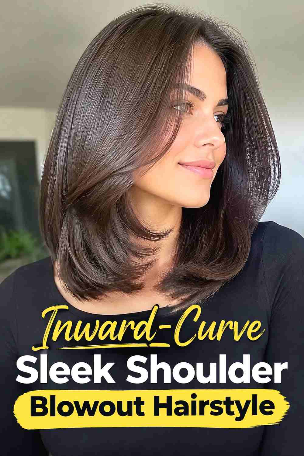 15. Inward Curve Sleek Shoulder Blowout Hairstyle