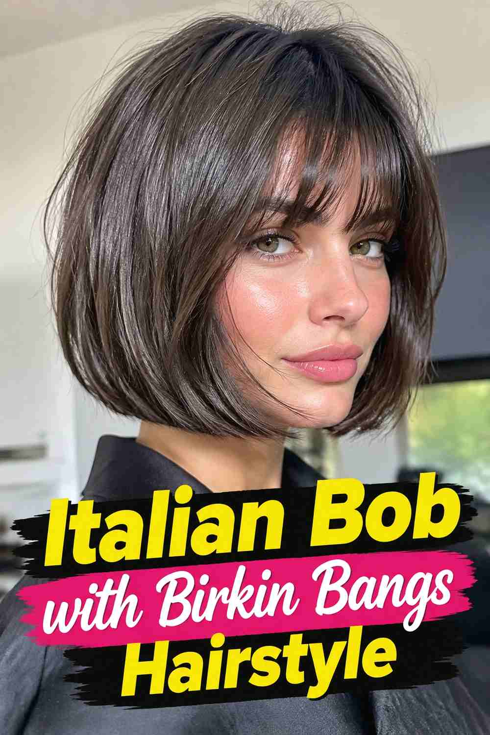 11. Italian Bob With Birkin Bangs Hairstyle
