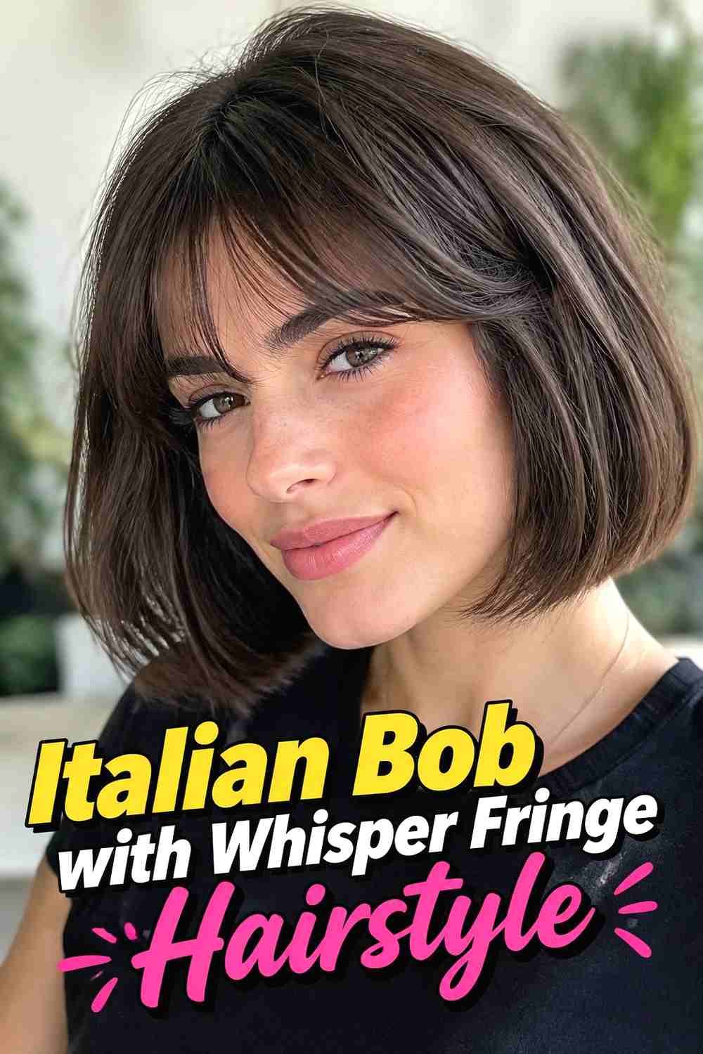 12. Italian Bob With Whisper Fringe Hairstyle