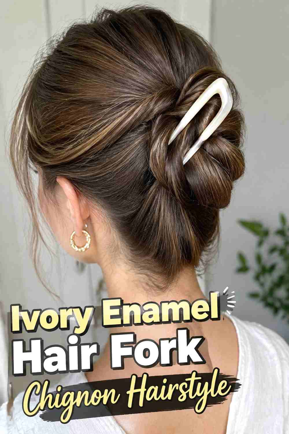 3. Ivory Enamel Hair Fork Chignon Hairstyle