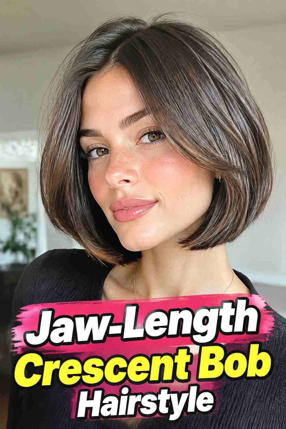 3. Jaw Length Crescent Bob Hairstyle