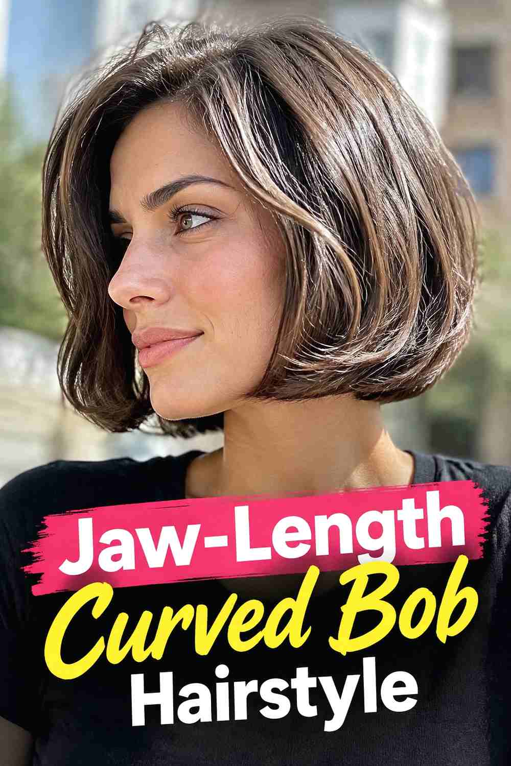 2. Jaw Length Curved Bob Hairstyle