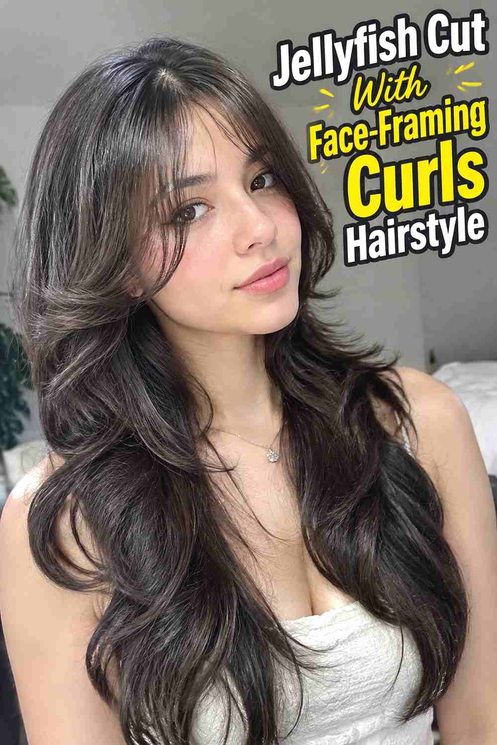 4. Jellyfish Cut With Face Framing Curls Hairstyle